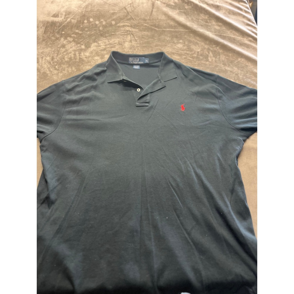 Polo Ralph Lauren Mens XL Black Short Sleeve Cotton Polo Shirt Red Pony Logo